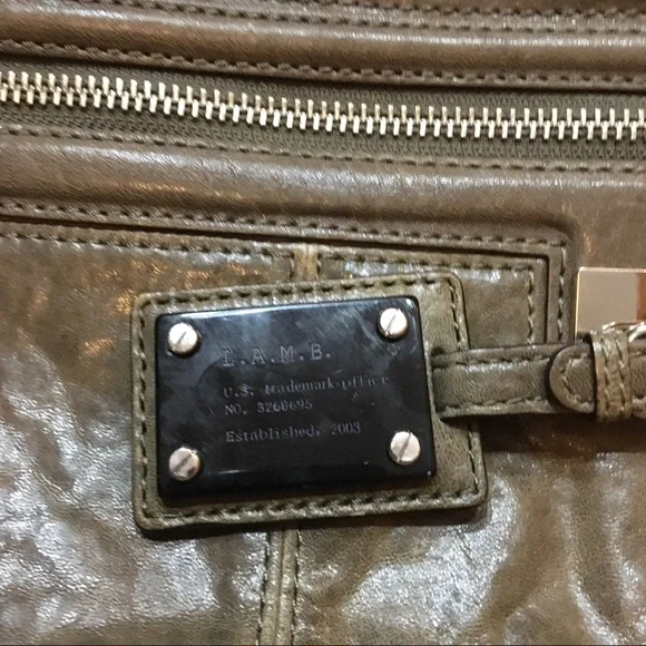 L.A.M.B Taupe Leather Saddle Hobo Purse Hand Bag - Picture 8 of 14